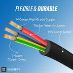 6 ft Heavy Duty Appliance Extension Cord, 14 AWG, 15A 125V 1875W, 3 Prong Flat Plug, ETL Listed, Short Power Extension Cable for Air Conditioner, Refrigerator, Microwave, Indoor Use, Black