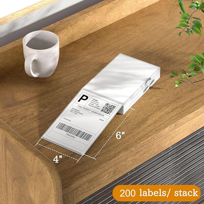 SJPACK 4" x 6" Thermal Labels, 200 Fanfold Labels, Direct Thermal Shipping Label Compatible with Nelko, Rollo, Zebra, Brother, Orgbro, Munbyn, Jadens Shipping Label Printer, Commercial Grade