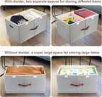 TYEERS Extra Large Collapsible Storage Bins with Lids and Compartments, Washable, Fabric Storage Boxes, 21.7x13x11.8 inches, 1 Pack, Gray