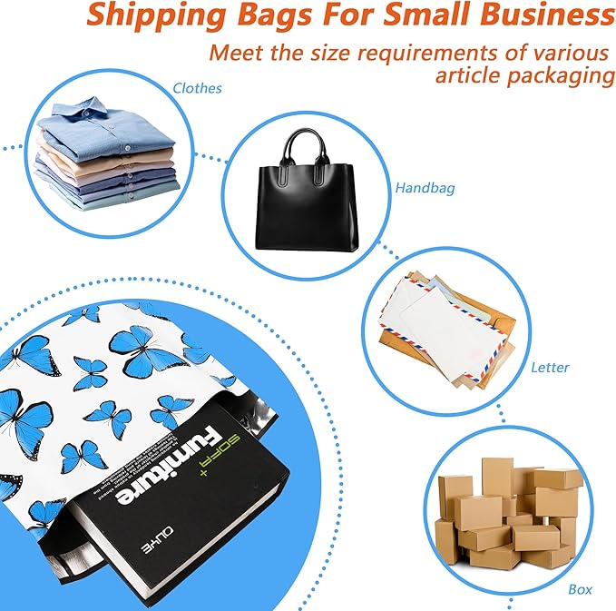 Cute Poly Mailers 10x13 Inch 25 Pcs - Butterfly Printed Shipping Bags for Clothing - Waterproof and Tear Resistant Mailing Envelopes - Self-Sealing Packaging Bags for Small Business