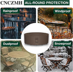 Heavy Duty Patio Furniture Covers Waterproof, 600D Round Outdoor Furniture Cover Waterproof for Sectional Sofa Couch, Outdoor Dining Table and Chair Set Covers 110"DIA x 28"H, Brown