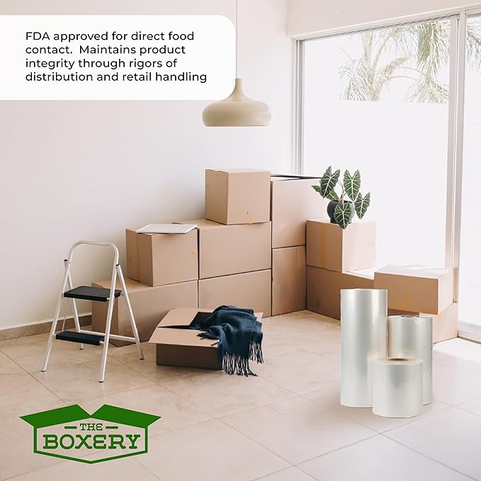 The Boxery Shrink Wrap Film 14" x 52500” (4375’) Heat Wrap POF Centerfold - Polyolefin 60 Gauge - Warehouse Grade Heat Shrinkable Film for Packaging - Small Business, Toys, Books, and Much More.