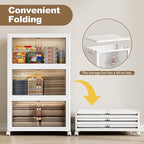 SAILUN 495QT Stackable Storage Bins with Lid, Collapsible Storage Bins With Doors and Wheels, Folding Plastic Cabinet Containers for Home Kitchen Closet Organization, 3 Pack
