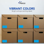 Perco Light Blue Labels 3x5 Inch 500 Stickers/Roll with Easy Peel Perforation and Strong Adhesion for Inventory Management, Color Coding, Moving Boxes, Retail, Organizing & Crafts – Made in USA