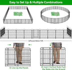 Heavy Duty Dog Playpen: 32 Steel Panels 40" Height, Square Steel Pipe with Reinforced Crossbars, 71FT 406 Sq.ft Portable Fence for Yard RV Camping, Snowy Black