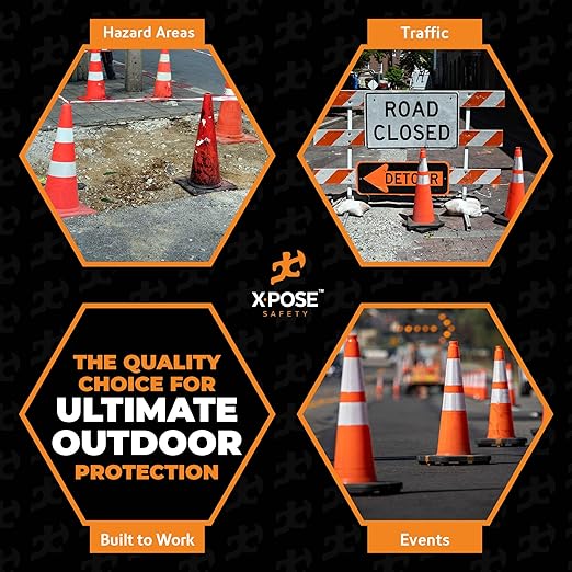 Xpose Safety 36 Inch Orange Traffic Cones Heavy Duty 12lb 6" & 4" Collar - Bulk Full Pallet 243 Pack - Multipurpose PVC Plastic Safety Cone Parking, Soccer, Caution & Construction - DOT Approved