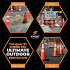 Xpose Safety 36 Inch Orange Traffic Cones Heavy Duty 15lb with 6" & 4" Collars, 24 Pack - Multipurpose PVC Plastic Safety Cone for Parking, Soccer, Caution, Kids and Construction - DOT Approved