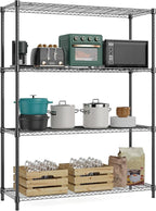 1400 lbs 4 Tier Storage Rack Metal Wire Shelving Unit, Storage Standing Household Shelf Organizer for Kitchen Pantry Closet Garage Basement Utility Room, Black 15.8" D x 45.3" W x 59.4" H