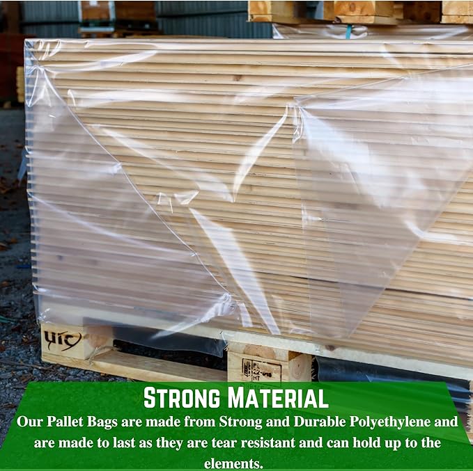 Farm Plastic Supply - Pallet Cover Bags 5 Pack - 3 Mil Clear (55" x 53" x 75") - Heavy Duty Construction Grade Strength Pallet Bags, Polyethylene Pallet Bags, Outdoor Protection, and Pallet Storage