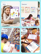 SUNEE 35 Packs Oversized Reusable Dry Erase Pocket Sleeves with 2 Rings, 10 Assorted Colors 10x14 Ticket Holders, Clear Plastic Sheet Protectors, Teacher School Classroom Supplies