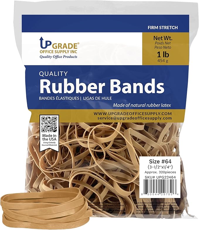 Upgrade Rubber Bands, Size 64, 1 lb Bag, Made in USA