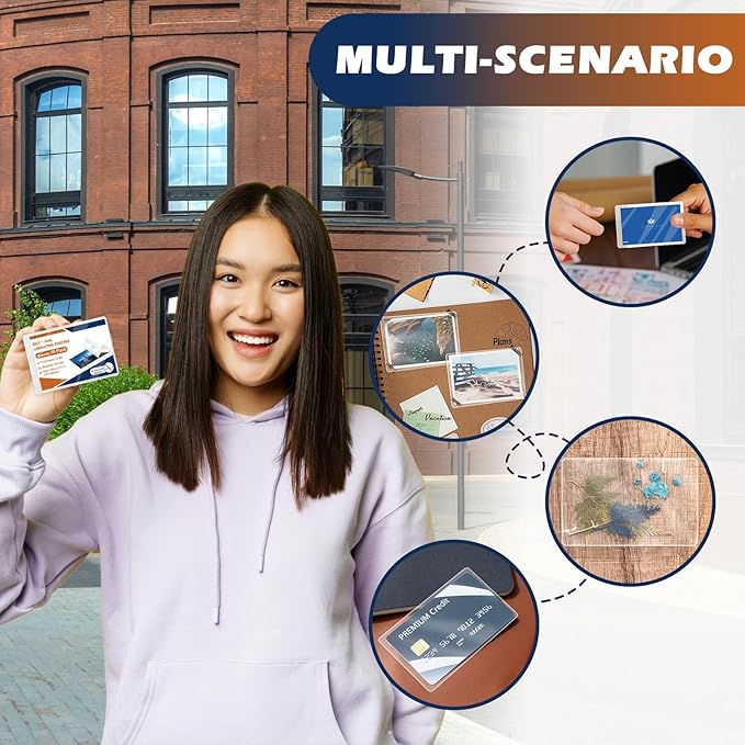 10 Pack 10 Mil 2.9"x4.1" Self Sealing Laminating Pouches Plastic Laminating Sheets Business Card Size Clear Lamination Paper for Office School Home Supplies（Waterproof & No Laminator Need)