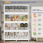 720QT Extra Large Stackable Storage Bins with Lid & Wheels & Doors, 180Gal Foldable Collapsible Closet Organizers, Plastic Cabinet Box Container Drawer for Home Kitchen Bedroom, 3Pack White