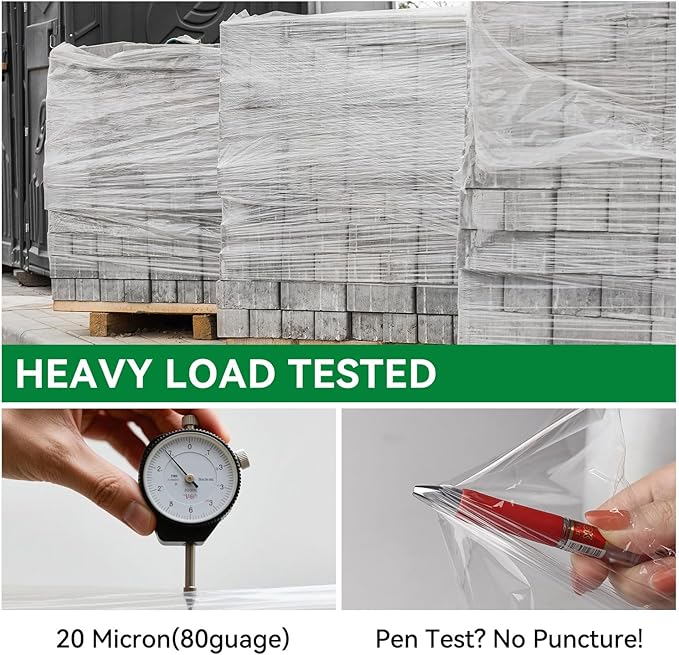 Stretch/Shrink Wrap Roll 5" x 1200' - Industrial Plastic Wrap for Moving, Heavy Duty 80 Gauge, 600% Stretch for Packing, Pallets, Shipping&Furniture Protection-2 Rolls
