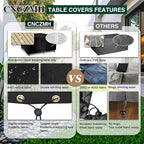 Square Heavy Duty Patio Table Covers Waterproof, 600D Outdoor Dining Table and Chair Set Covers, Outdoor Furniture Cover Waterproof for Sectional Sofa Couch 98''L x 98''W x 32''H, Black