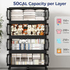 200 Gallon Extra Large Storage Bin with Lid and Wheels, Stackable Collapsible Plastic Storage Box with Door, Foldable Organizer for Closet, Kitchen, Office, Living Room, 4 Pack Black