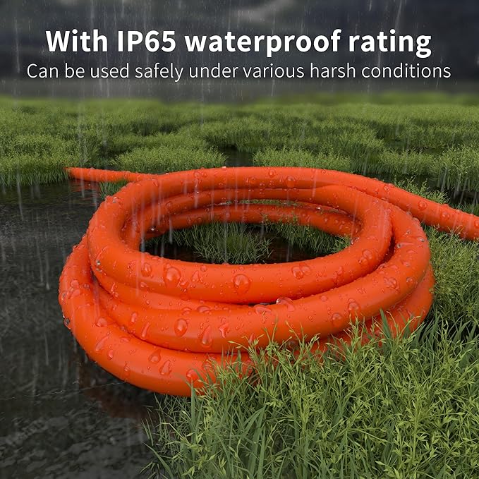 HUANCHAIN 16/3 100 ft Outdoor Extension Cord Waterproof with Lighted End, Flexible Cold-Resistant 3 Prong Electric Cord Outside, 10A 1250W 125V 16AWG SJTW, Orange, ETL Listed
