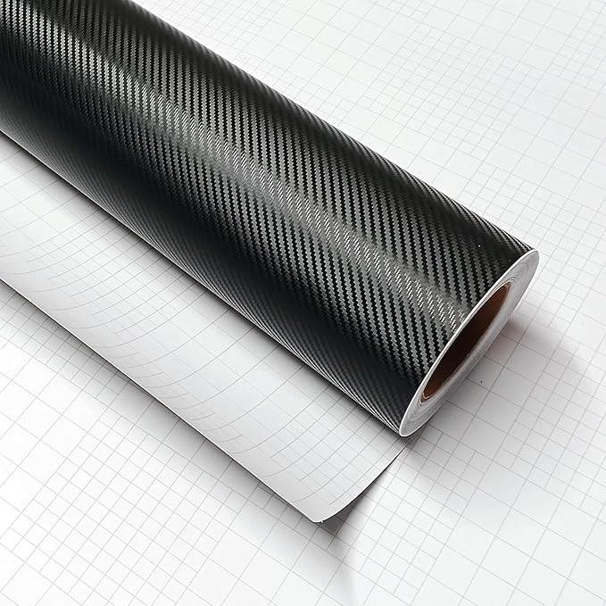 3D Black Carbon Fiber Vinyl Bubble Car Wrap Film Automotive DIY Decals (36" x 60" / 3 FT x 5 FT)