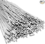 LEIFIDE 500 Pcs Metal Zip Ties 304 Stainless Steel Zip Ties Heavy Duty Self Locking 220 Pound Tensile Strength Cable Suitable for Exhaust Wrapping Fence Outdoor Workshop Canopy(15.7 Inch)