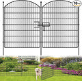 10 Panels No Dig Garden Fence with Gate, 42in x 24.2ft Decorative Dog Fence Outdoor for Yard, Tall Animal Barrier Rustproof Metal Wire Garden Edging Border, Temporary Fencing for Outdoor, Patio