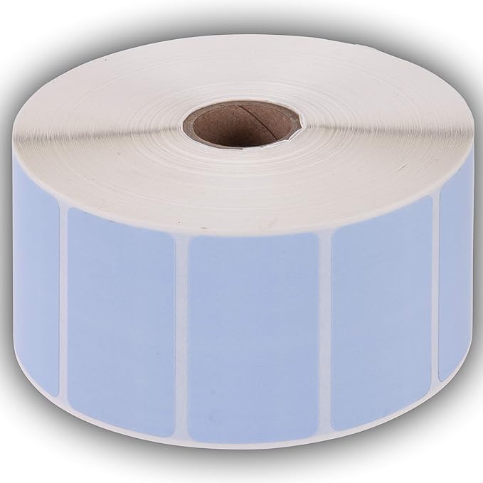 2.25" X 1.25" Direct Thermal Perforated Stickers Labels for Barcodes, Address, Consignment - Compatible with Zebra, Rollo, Godex and More (Blue, 12 Rolls)