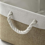 TheWarmHome Storage Basket for Organizing - 16x12x8 inch Large 3 Pack Collapsible Storage Bin for Shelves with Handles, Fabric Storage Cubes for Organizer Cloth Gift Toy Closet (Whiet & Khaki)
