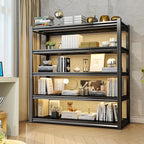 Garage Shelves,14-48''W Heavy-Duty Storage Shelves, Double-Layer Uprights, Thickened Shelves, Waterproof &Rustproof, Suitable for Indoor & Outdoor Use. (BLACK, 5TIER 45''W*16''D*72''H, 5-TIER)