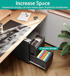 SISESOL 2 Drawer File Cabinet on Wheels,Metal Filing Cabinet with Lock,Black Rolling File Cabinets with Casters,Under Desk Office Cabinets for Home Office,Fit A4/Letter/Legal,Easy Assembly