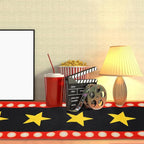 2 Pcs 13 x 72 Inch Movie Night Table Runner with Gold Star Design - Movie Night Black Carpet Decoration for Birthday Party Supplies （Black）