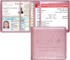 Car Insurance and Registration Holder, 5.5 x 5 Inch PU Leather Vehicle Glove Box Organizer Wallet Case for Insurance Card, Driver License, Paperwork - Rose Gold