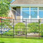 Metal Garden Fence with Gate 40in (H) x 23.3ft (L), 1 Gate + 9 Panels Dog Fence Border Fence Animal Barrier, No Dig Garden Fencing for Yard Flower Bed Lawn Patio Outdoor, PIN402810G Black