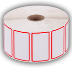 2.25" X 1.25" Direct Thermal Perforated Stickers Labels for Barcodes, Address, Consignment - Compatible with Zebra, Rollo, Godex and More (RED Border, 6 Rolls)
