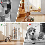 Gardner Pet 51"-87" Extra Tall Cat Gate for Doorway, Wide Adjustable 27.56"-37" Baby Gate Included 4 Extension Kits, Pressure Mounted Safety Full Door Gate for Stairs, Studio, Kitchen (White)
