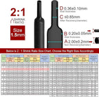 Chanzon 2:1 Ratio 1/16" (1.5mm) Heat Shrink Tubing 8Ft Roll (2.5M Total Length) Black Polyolefin Sleeving Wrap Shrinking 2 to 1 1pcs