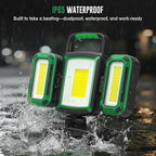 50W 5000LM Rechargeable Work Light, 3-in-1 Magnetic Work Light with Detachable 2 Floodlights, 9 Modes, Foldable&360° Rotatable IP65 Portable LED Worklight with Hooks for Jobsite Garage Car Repairing