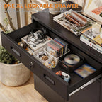 BESFUR Metal Storage Cabinet with Lockable Drawer and 2 Lockable Doors, 36"H Black Metal Cabinet with Adjustable Shelf, Locking Storage Cabinet for Home Office, Garage,School, Warehouse, Utility Room