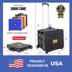 dbest products Quik Cart Collapsible Rolling Crate on Wheels for Teachers Tote Basket 80 lbs Capacity, Made from Heavy Duty Plastic Used as a Seat, Black