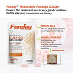 5g x 60 packs Fonday Rechargeable Silica Gel Desiccant Packets Food Grade Fast Reactivate Desiccant Bags Moisture Indicating Orange to Green
