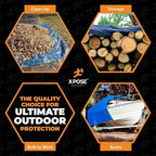 Heavy Blue & Brown Tarp 16' x 20'- Bulk Half Pallet (60 Pack) Weatherproof, Camping, Rain, Wind & Sun - 7 Mil Plastic Tarp Outdoor Cover for Roof, Trailer, RV, Car, Boat - by Xpose Safety