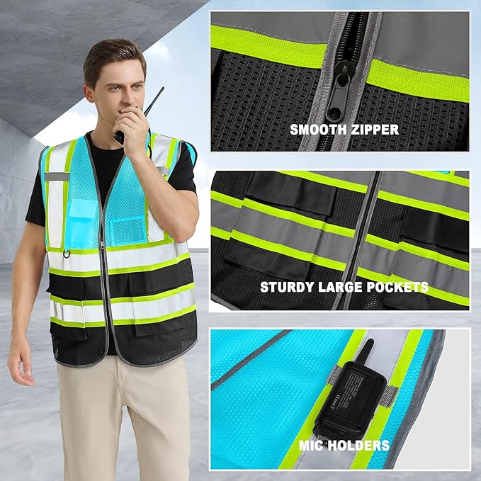 BeautyWill Custom Logo Safety Vest Class2 High Visibility Reflective Vest Breathable Construction Vest