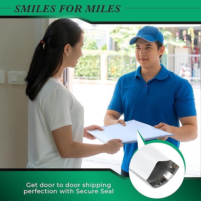 3000 Pack Secure Seal White Poly Mailers - 7.5x10.5 Safe Shipping Bags - E-Commerce Self Sealing 2 Mil Poly Envelopes