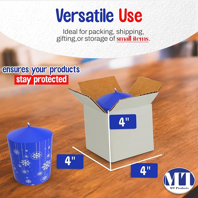 MT Products 4" x 4" x 4" Corrugated White Cardboard Shipping Boxes - Mailing Boxes for Shipping - Mailer Boxes For Shipping - Packaging Boxes (Pack of 15) - Made in the USA