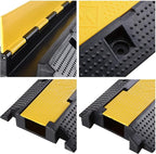 Yescom Cable Ramp Protector 1 Channel Garden Hose Protecitive 22000 Lbs Load Capacity Heavy Duty Speed Bump for Road Driveway Walkway, 2 Packs