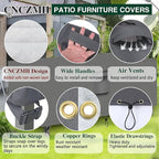 Heavy Duty Patio Furniture Covers Waterproof, 600D Outdoor Furniture Cover Waterproof for Sectional Sofa Couch, Outdoor Dining Table and Chair Set Covers 98''L x 78''W x 32''H, Grey
