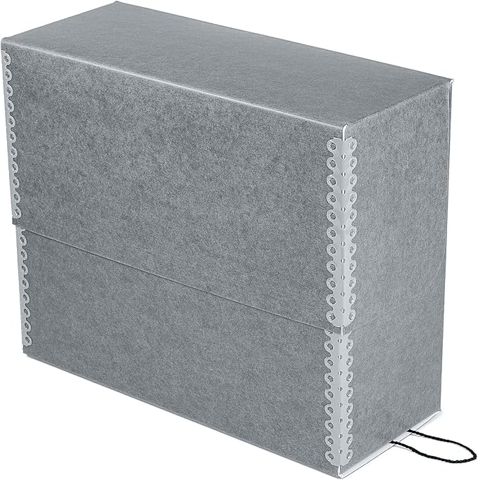 Lineco Archival Document Storage Box with Metal Edge, Acid-Free Gray Boxboard, Organize and Store Files, Prints, Photos, Letter-Sized Case 12.5" x 10.5" x 5" Wide