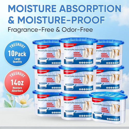 10 Pack Moisture Absorbers, 14 OZ Humidity Absorber Bucket, Moisture Absorbers for Closet, Dehumidifier Bucket for Wardrobes, Kitchens and Bathrooms, Fragrance Free Humidity Absorber