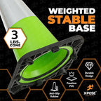 Xpose Safety 18” Lime Green Traffic Cone - 6" Reflective Collar – 1 Pack Premium PVC Safety Cone for Parking, Caution, Construction, Road Crews, Emergency Vehicle - DOT Approved