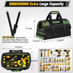 Heavy Duty Tool Bag 16-Inch - 19 Pockets Tool Organizer, Portable Electrician Toolbox W/Soft Handle, Christmas Birthday Gift Ideas for Men Dad Husband Him Mechanic Plumber, Wide Mouth Tool Storage Box