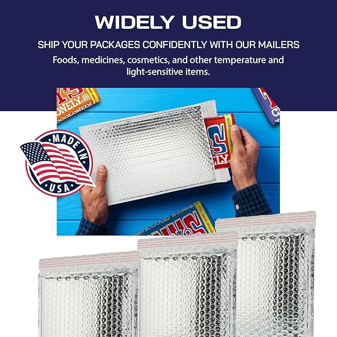 200-Pack Insulated Silver Thermal Bubble Mailers 20 x 23 - Waterproof Metallic Foil Self-Sealing Padded Envelopes for Cold Shipping, Perishables, Food, Cosmetics, Pharmaceuticals