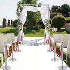 8 PCS Stainless Steel Stanchion Post,5Ft Red Velvet Rope, Hollow Base and Velvet Ropes Safety Barriers Set, Poles Crowd Control Barriers for Red Carpet Themed Decoration